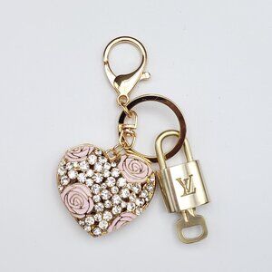 Authentic Louis Vuitton Lock & Key with Unbranded Heart Charm, Keychain